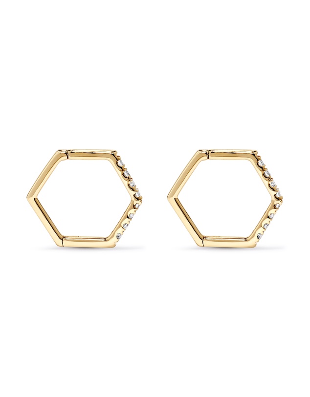 Michael Hill - Diamond Angled Hoop Earrings in 10kt Gold