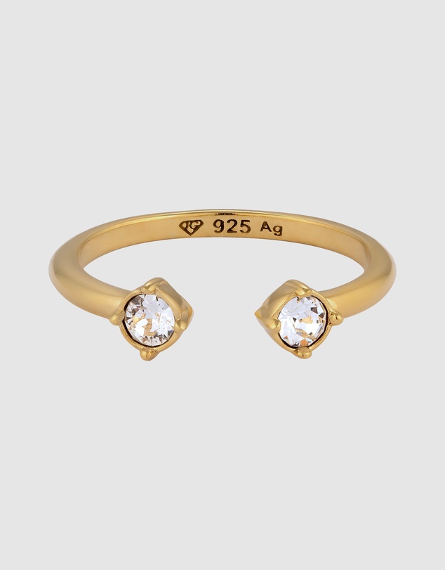 Elli Jewelry - Open Crystal Band Ring in Gold-Plated 925 Silver