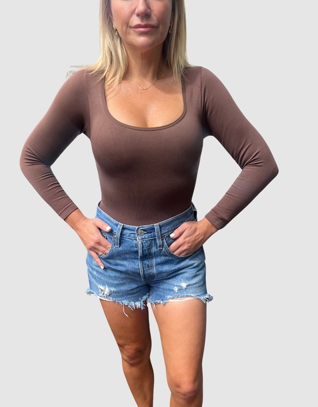 Core Trainer - Long Sleeve Square Neck Sculpting Bodysuit
