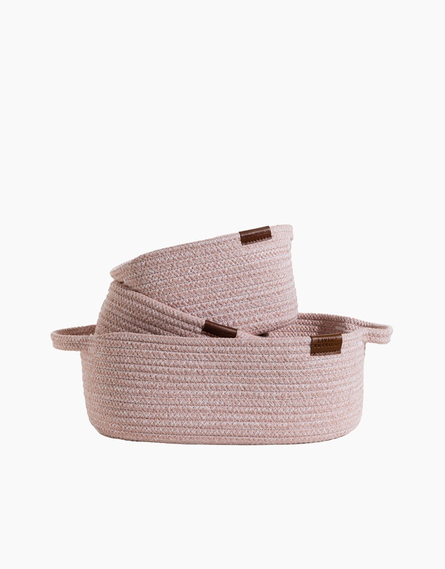 Living Textiles - 3 Pc Cotton Rope Storage Set - Pink