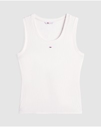 Tommy Jeans - Ribbed Flag Embroidery Slim Tank Top
