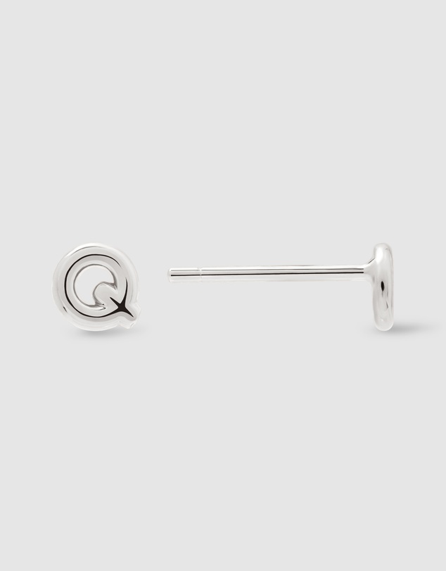Wanderlust + Co - Alphabet Bubble Silver Stud Earrings - Letter Q