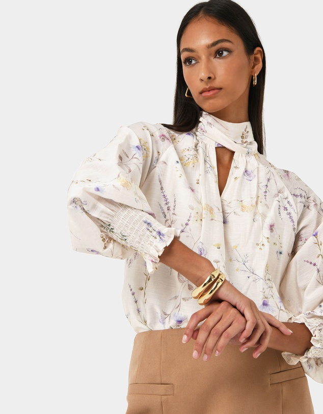 Forcast - Aurae Floral Tie Blouse