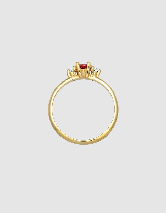 Elli Jewelry - Garnet Band Ring in Gold-Plated 925 Silver