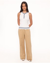 Petal & Pup - Mia Wide Leg Cropped Pant - Taupe