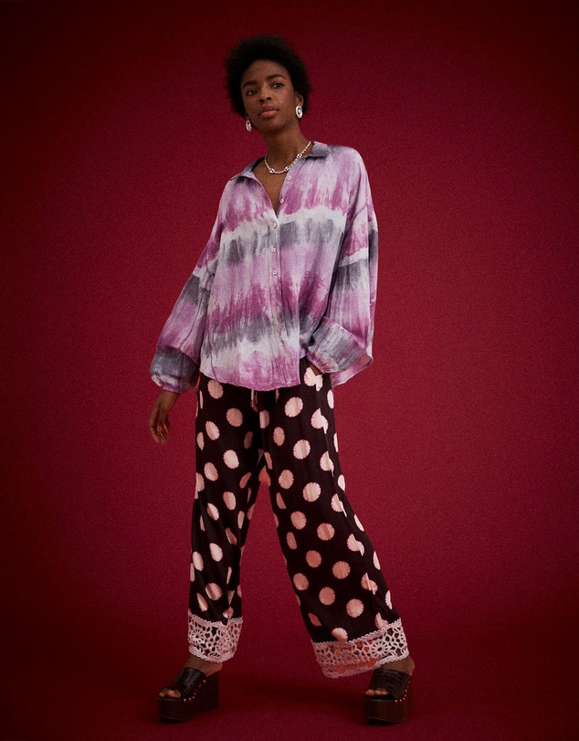 KINGA CSILLA - Purple Wave Chalm Shirt