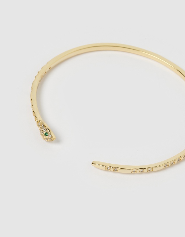 Izoa - Green Eye Embellished Snake Cuff