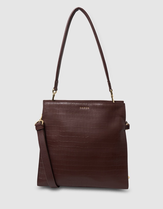 SABEN - Beatrice Shoulder Bag Espresso Croc