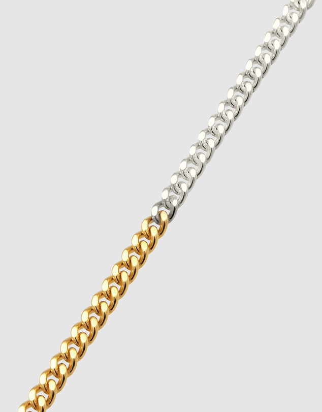 Kuzzoi - ICONIC EXCLUSIVE - Necklace Male Curb Chain 925 Sterling Silver Bicolor