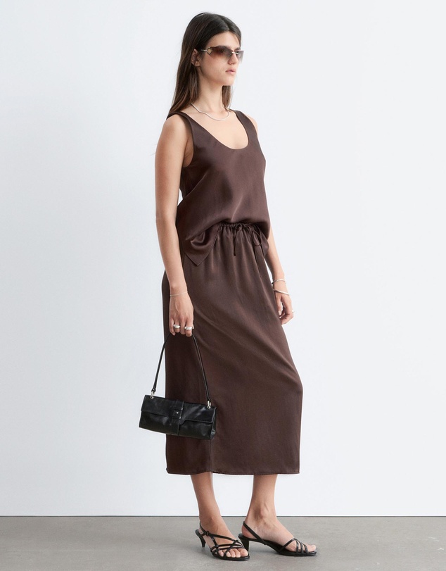 & Other Stories - Drawstring Satin Midi Skirt
