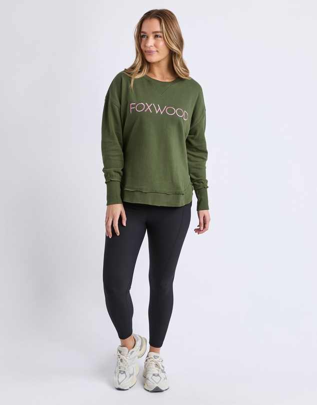 Foxwood - Simplified Metallic Crew Olive With Pink
