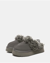 EVERAU - Australian Shepherd Ugg Waffle Curly Platform Cow Suede Upper House Shoes