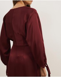 Atmos&Here - June Satin Split Sleeve Midi Dress