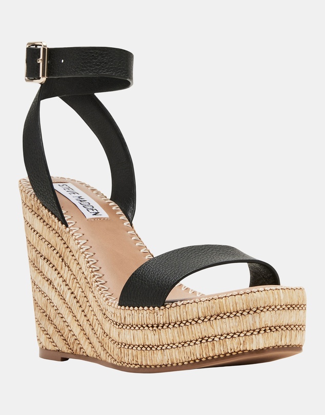 Steve Madden - Cassie Black Leather Sandals