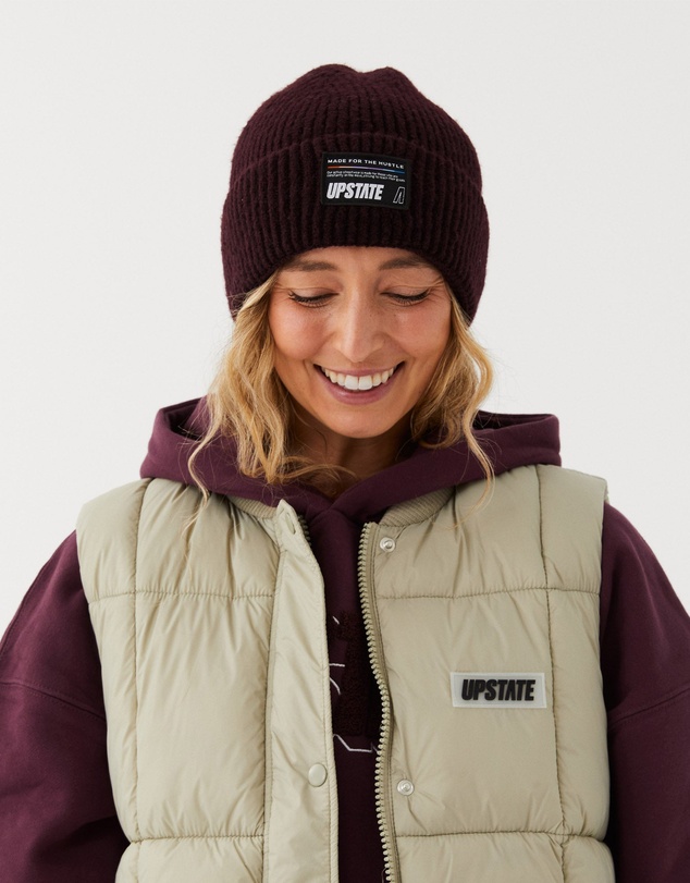 Upstate - Ribbed Luxe Beanie - Deep Cherry