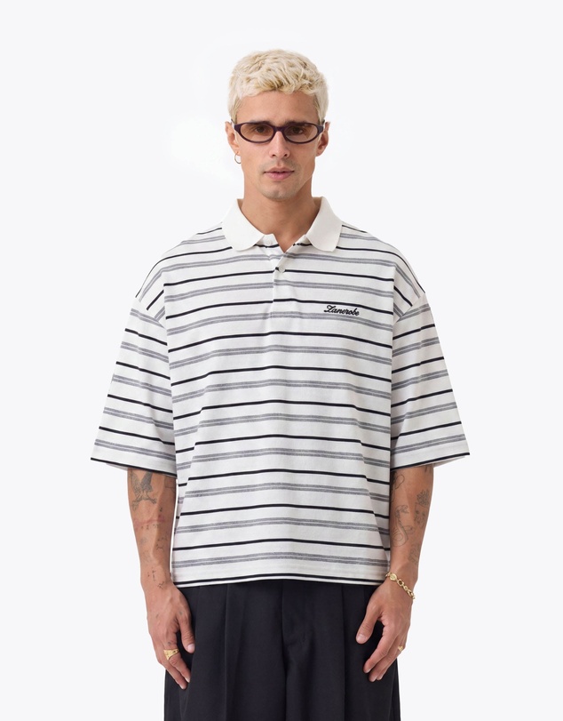 Zanerobe - Box Crop Polo White/Grey/Black