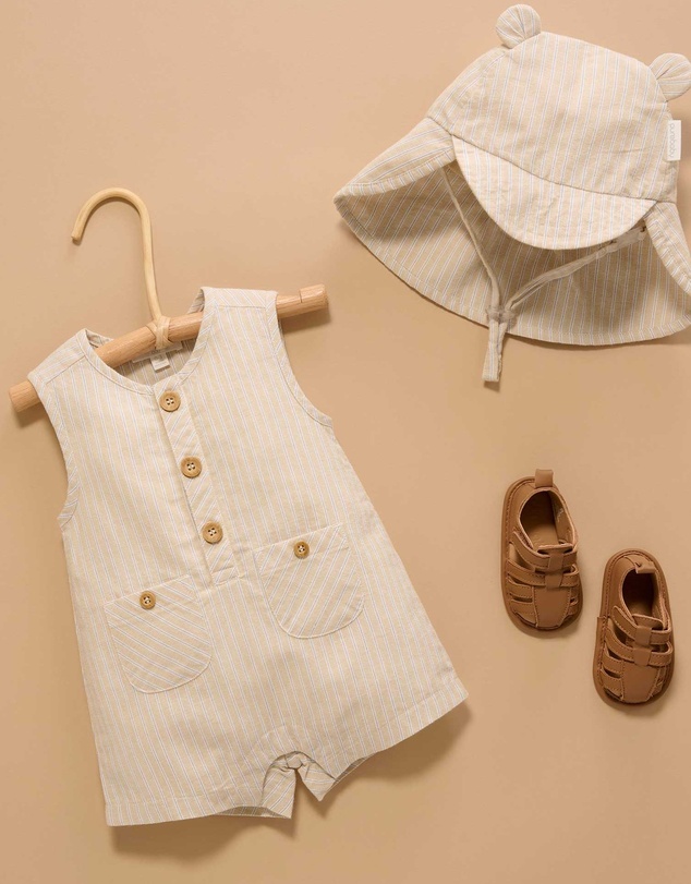 Purebaby - Linen Blend Romper -Kids-Babies