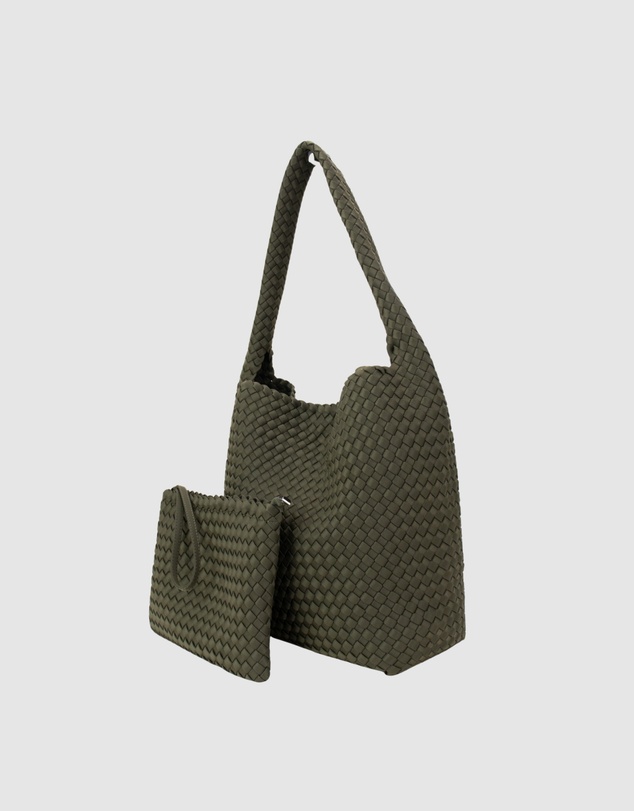 Chuchka - Woven Neoprene One Shoulder Tote Khaki