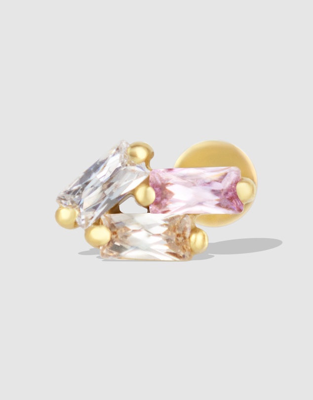 Wanderlust + Co - Trio Baguette Rainbow & Gold Flat Back Earring