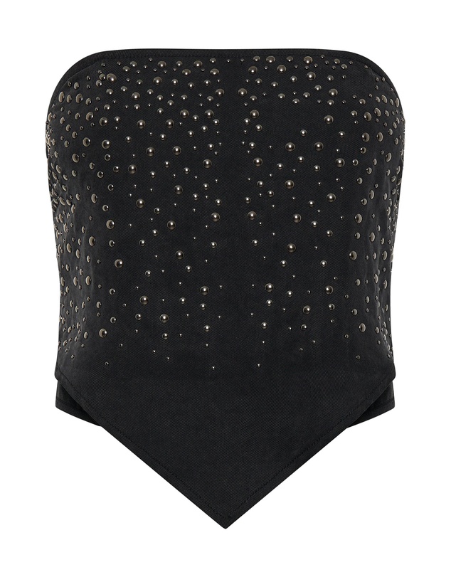 ONE TEASPOON - Studded Scarf Bustier Top - Black