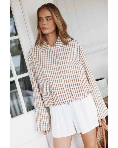 Petal & Pup - Julie Bubble Hem Jacket - Brown Gingham