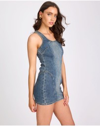 ONE TEASPOON - Mini Denim Dress - Worn Blue