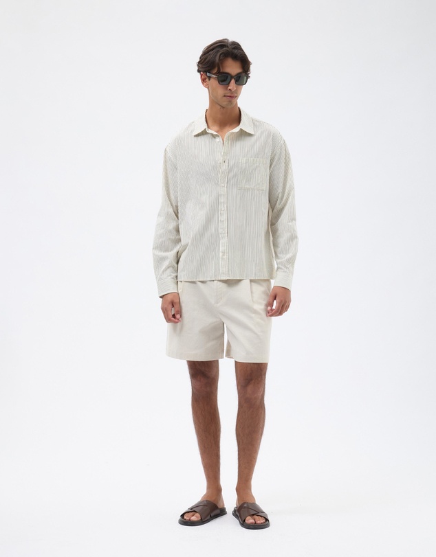 AERE - Leon Pleated Linen Blend Shorts