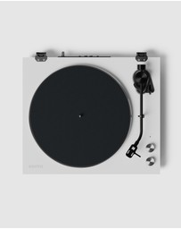 iWorld - Kanto OBI3 Turntable - Matte White with Kanto ORA 100W Powered Speakers - White Bundle