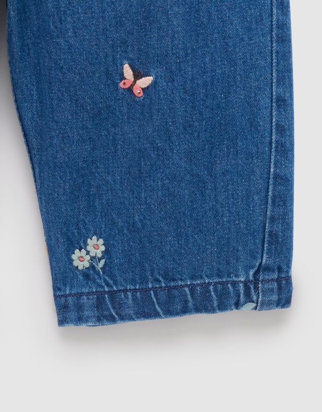 Purebaby - Pull On Embroidered Jeans -Kids-Babies