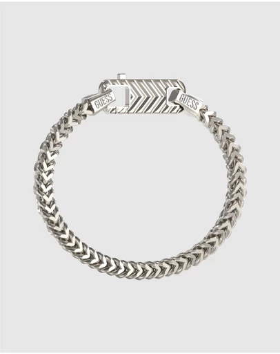 GUESS - Silver-Tone Textured Hook Bracelet