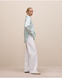 Trenery - Soft Stripe Long Sleeve Shirt in Faint Blue