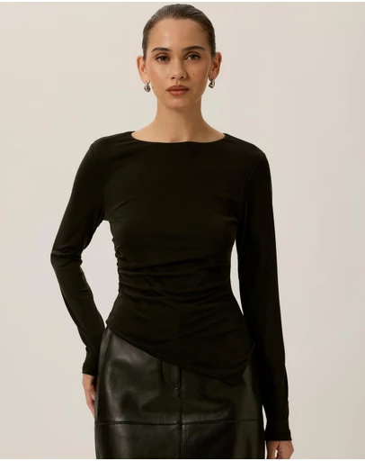 Tussah - Bonnie Asym Ruched Long Sleeve Top