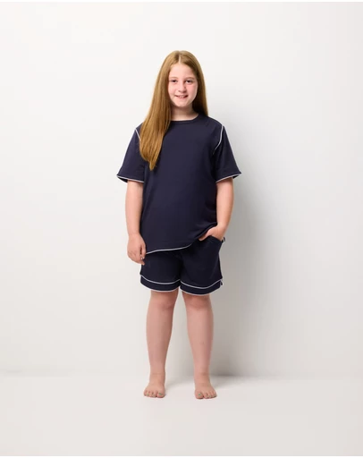 Wanderluxe Sleepwear - Jones TENCEL™ Modal Boxer shorts & Navy Tee Set (Boys)