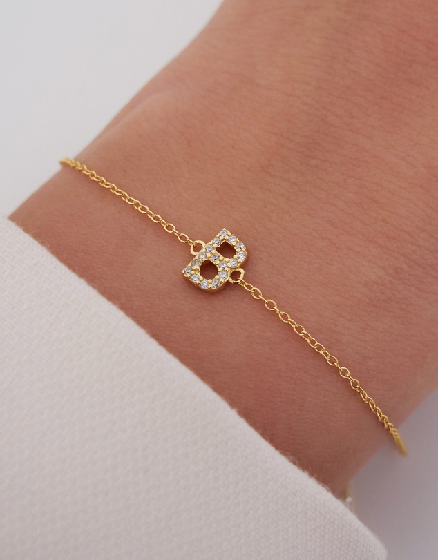 The Silver Collective - A-Z Letter Bracelet Gold - B