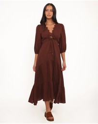 Petal & Pup - Eleonara Midi Dress - Chocolate