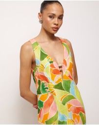 AERE - Fiora Linen Resin Trim Shift Dress