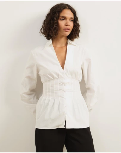 Atmos&Here - Zadie V-Neck Pin Tuck Top