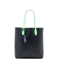 Pre-Loved by Azura Reborn - Pre-Loved Grained Leather and Haymarket Check Coated Canvas Reversible North South Tote