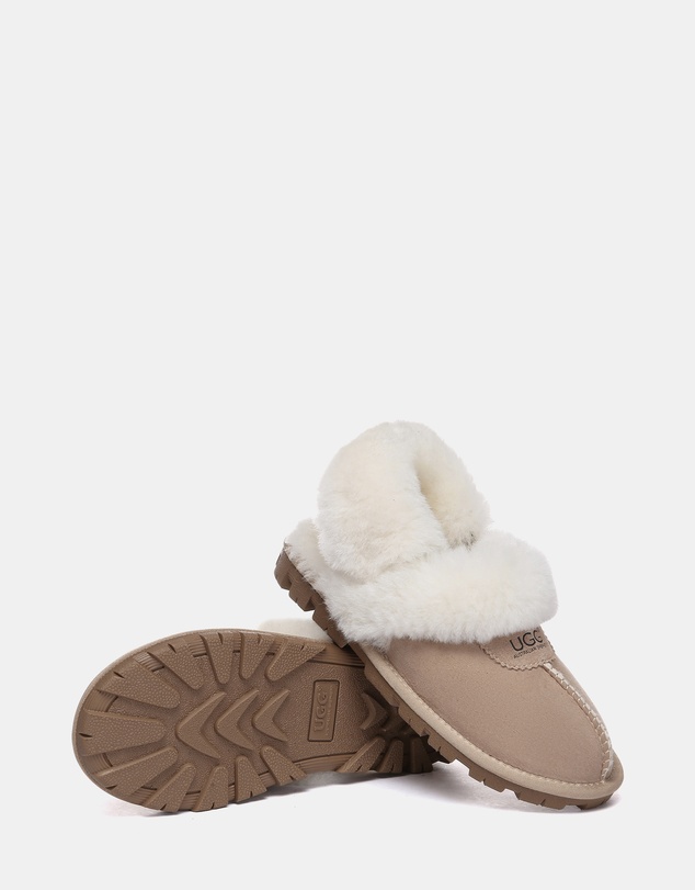 EVERAU - Australian Shepherd Ugg Waffle Fluffy Double Faced Sheepskin Upper House Shoes