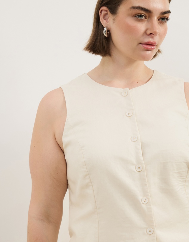 Atmos&Here Curvy - Heidi Linen Longline Vest