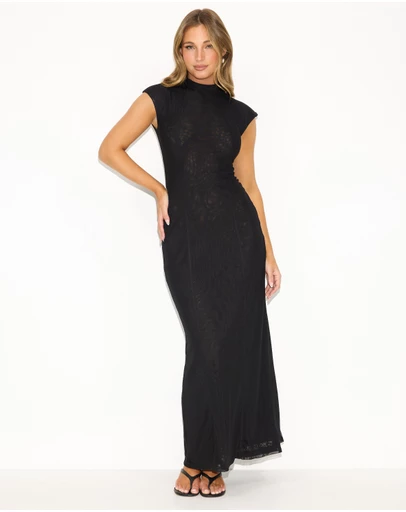 Dazie - Premiere Mesh Cap Sleeve Maxi Dress