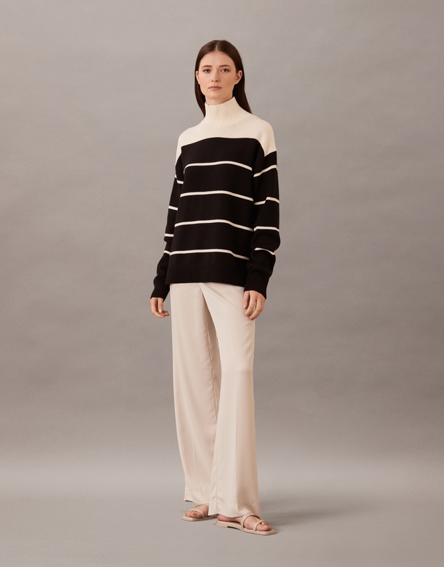 Calvin Klein - Cotton Blend Stripe Mock Jumper