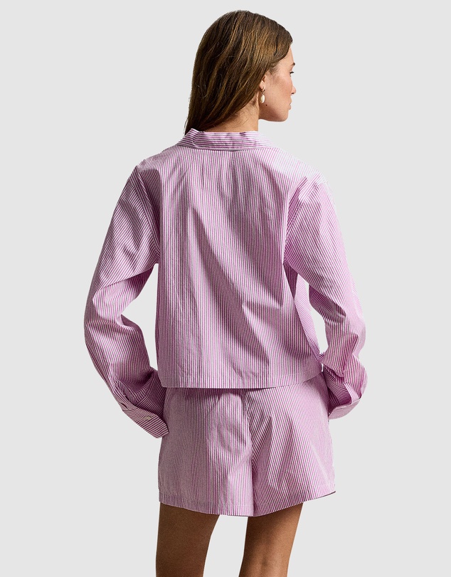 Polo Ralph Lauren - Shirting Stripes Crop Top & Boxer Short Cotton Pyjama Set