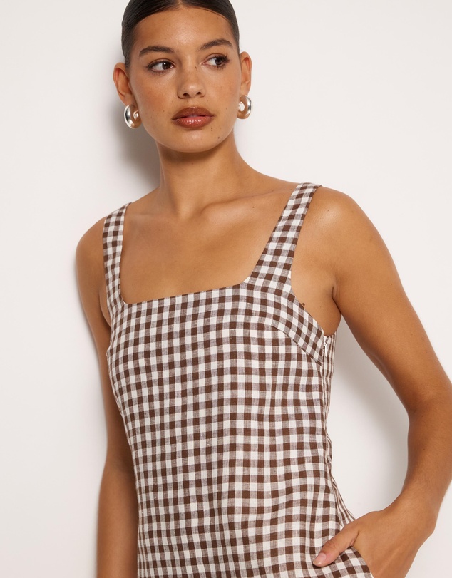 AERE - Nolana Gingham Shift Mini Dress