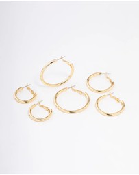 Lovisa - Gold Plated Basic Thick Hoop Earrings Pack