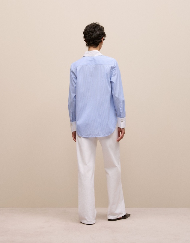 Trenery - Jacquard Stripe Contrast Shirt in Vivid Blue