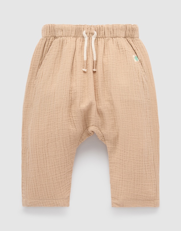 Purebaby - Slouchy Crinkle Cotton Pants -Kids-Babies