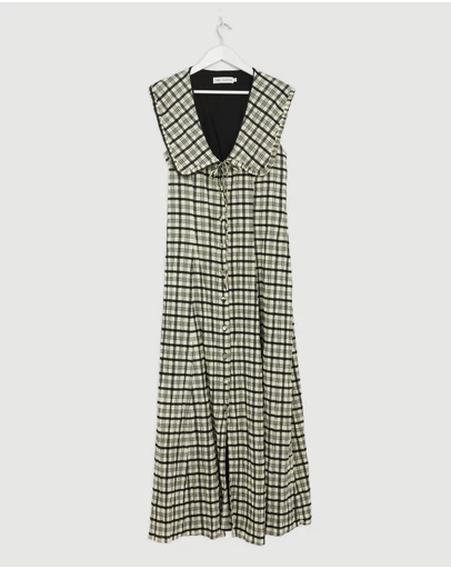 Revibe - Repaired The Fated Adela Check Collared Maxi Dress - AU 16