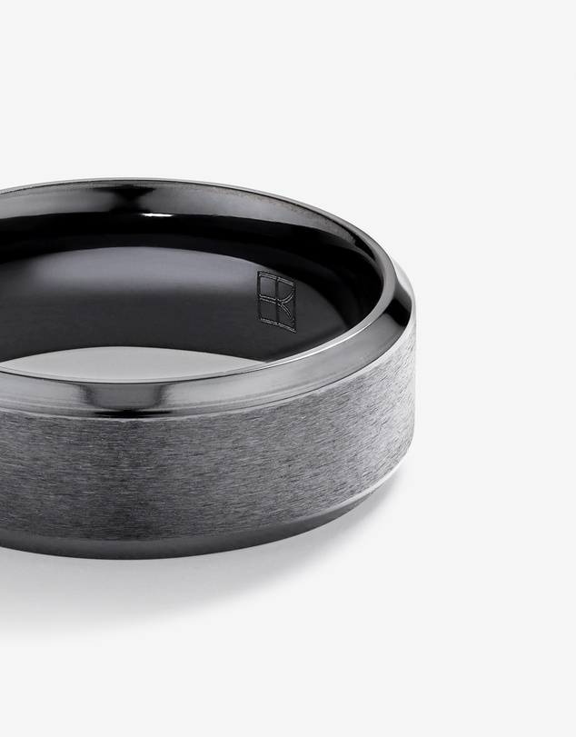 Michael Hill - 8mm Black Titanium Bevelled Edge Wedding Band