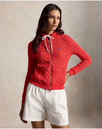 Polo Ralph Lauren - Cable-Knit Cotton Full-Zip Hoodie - The ICONIC Exclusive